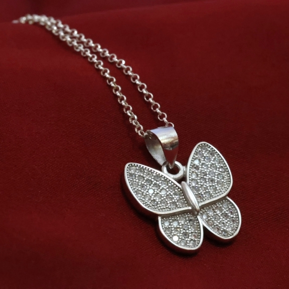 925 Sterling Silver Butterfly Necklace - Picture 2 of 8